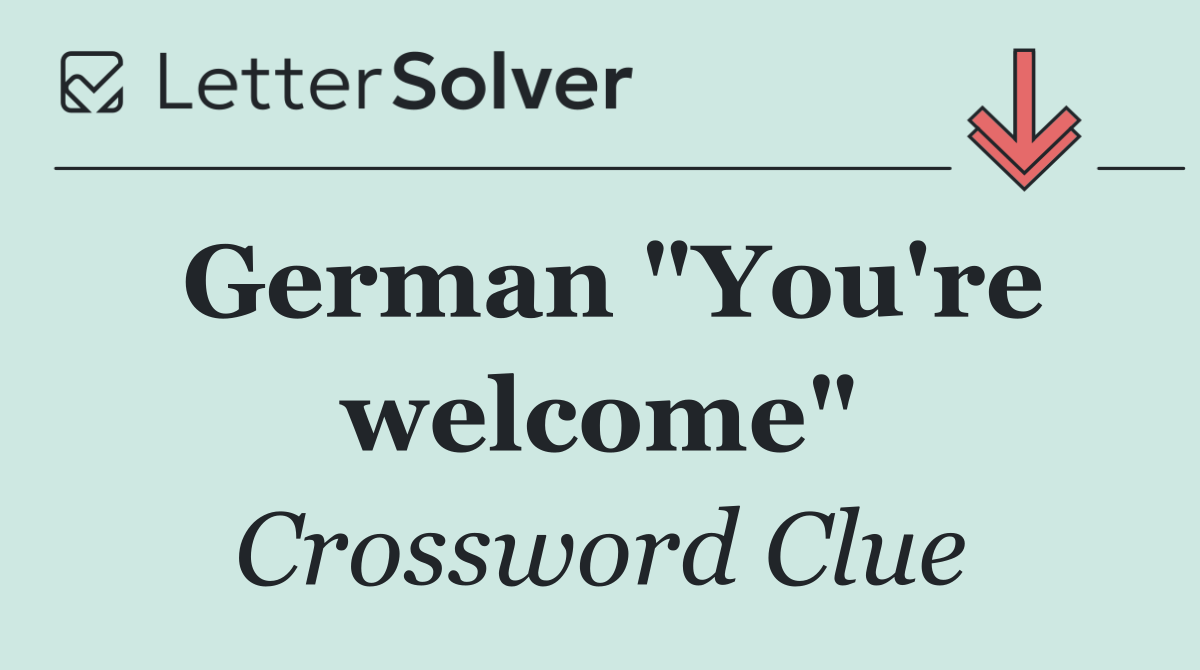 German "You're welcome"