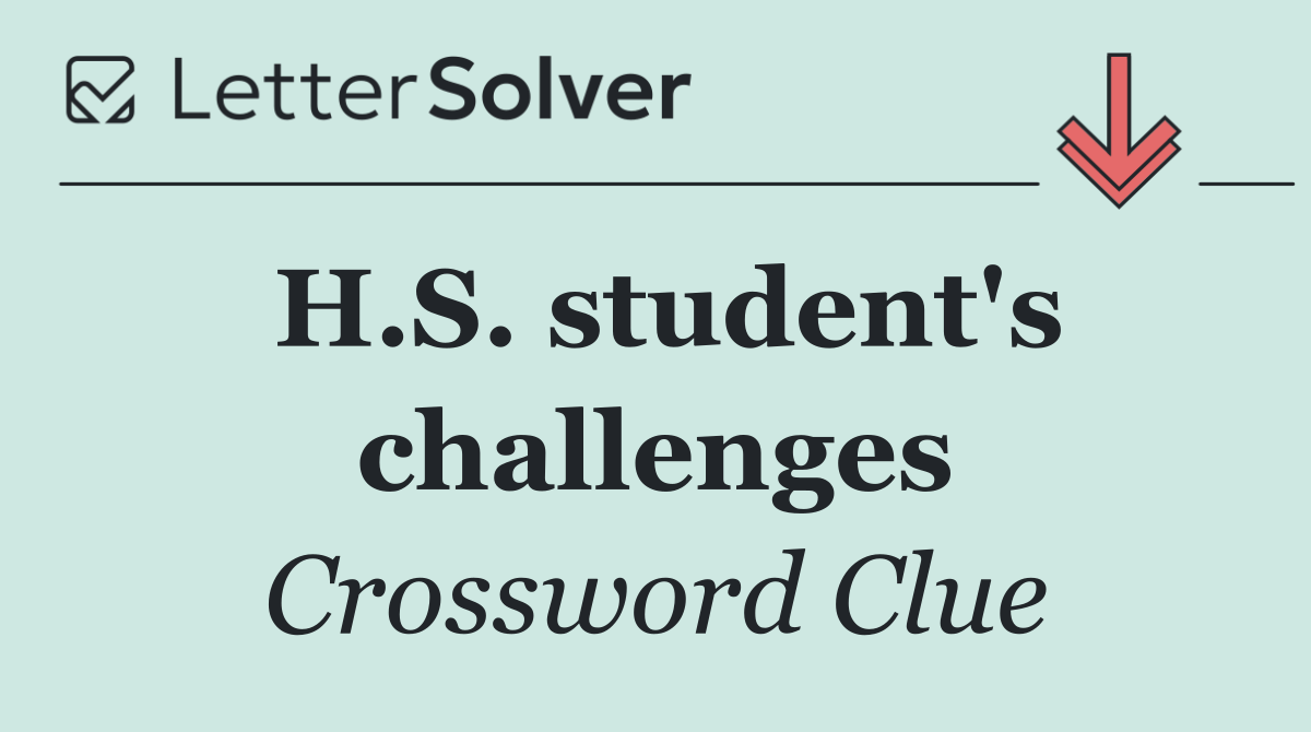 H.S. student's challenges