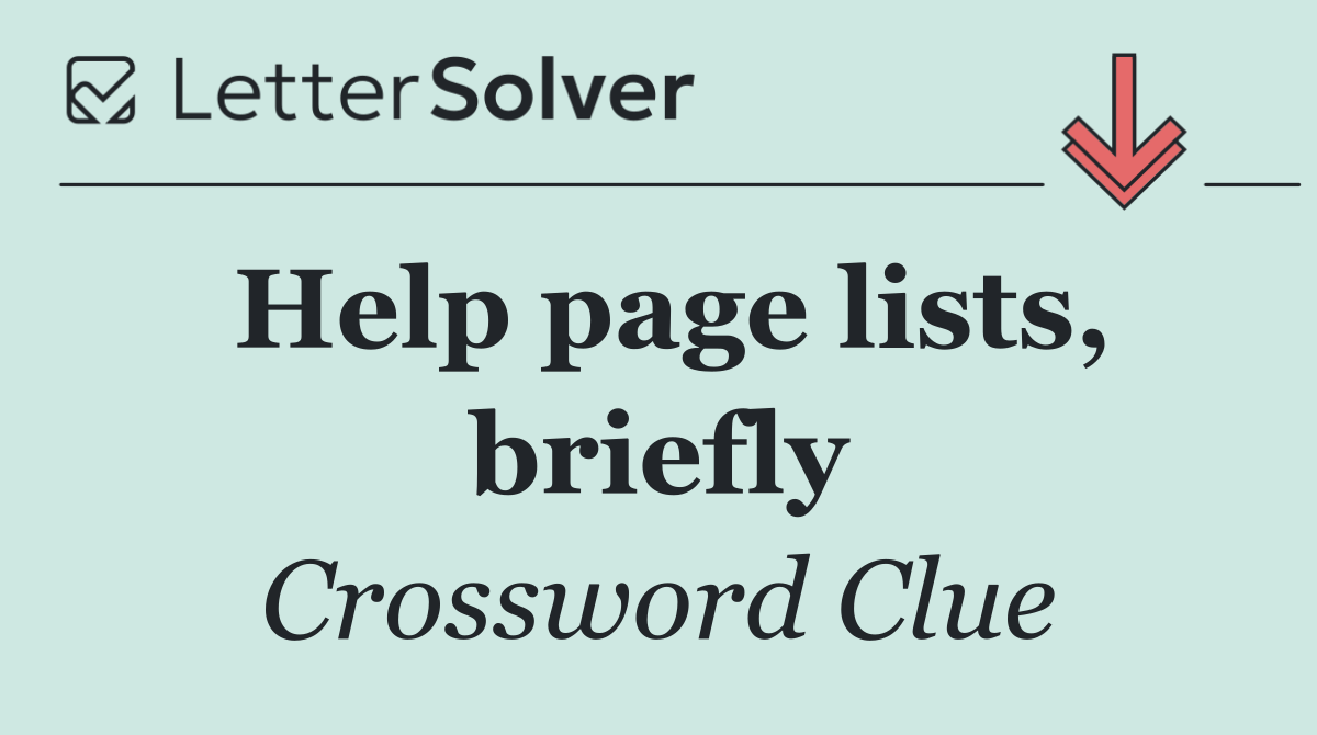 Help page lists, briefly