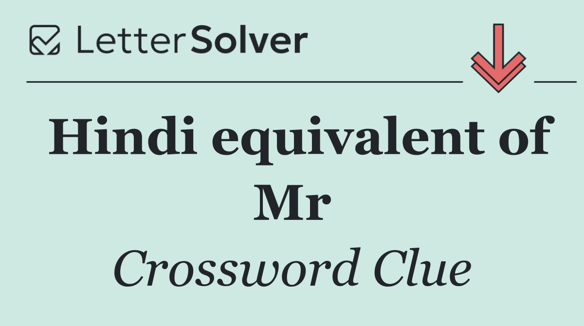 Hindi equivalent of Mr
