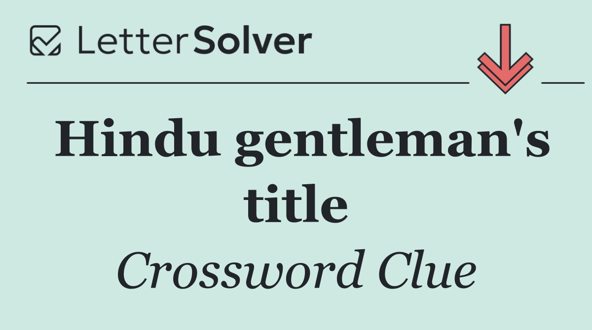 Hindu gentleman's title