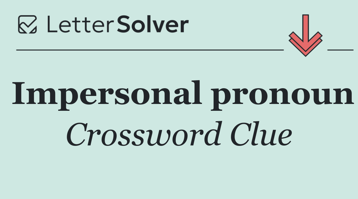 Impersonal pronoun