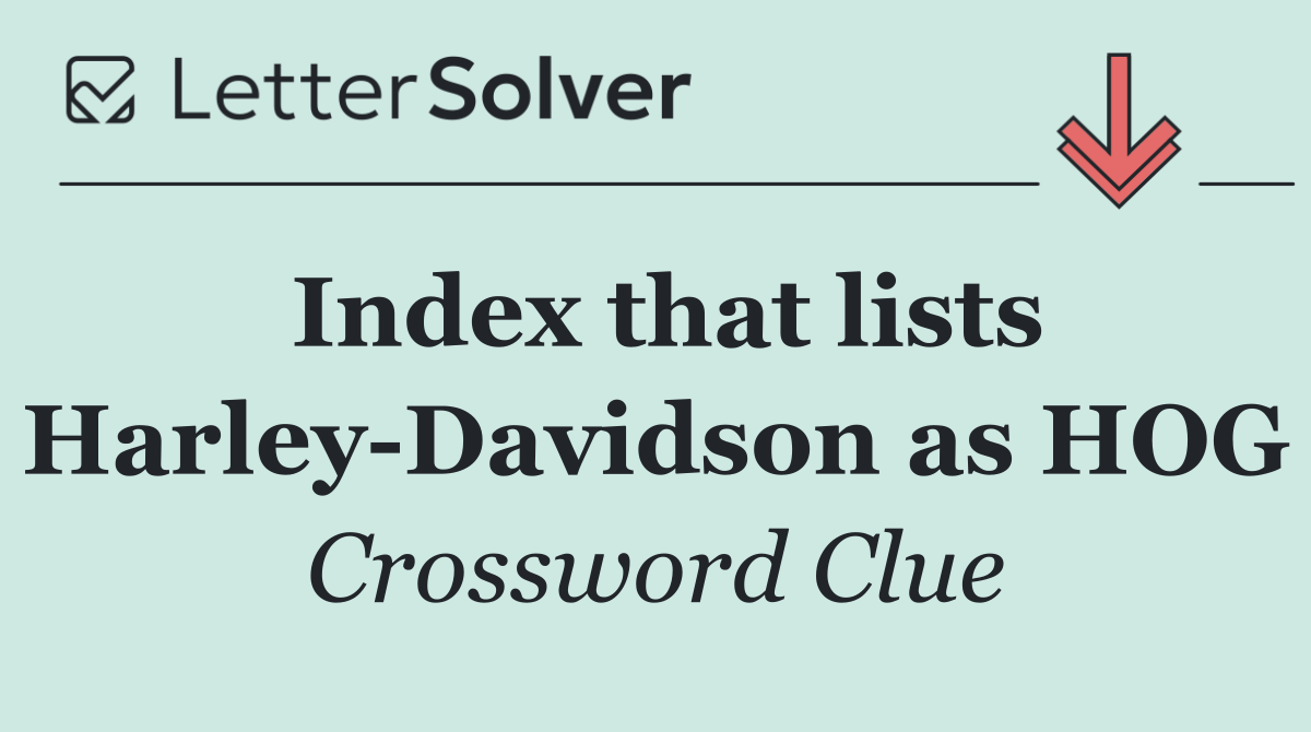 Index that lists Harley Davidson as HOG