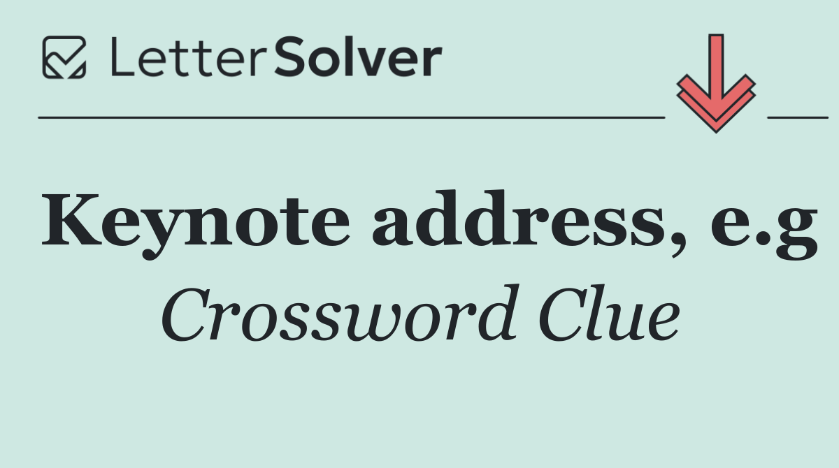 Keynote address, e.g