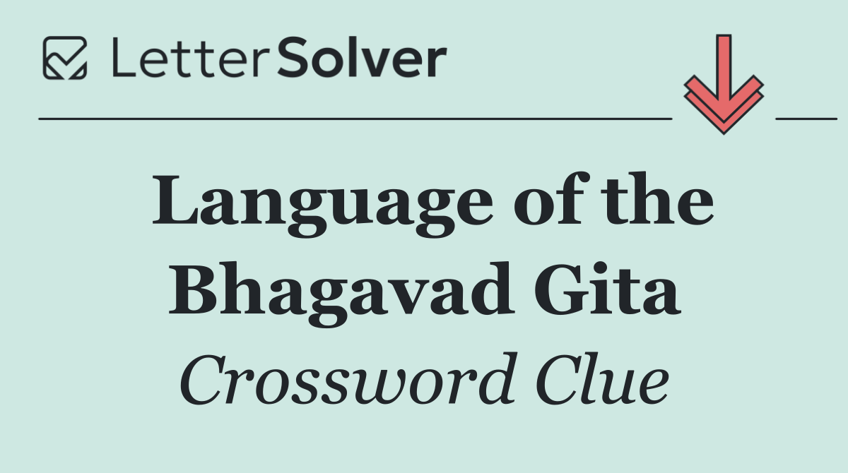 Language of the Bhagavad Gita