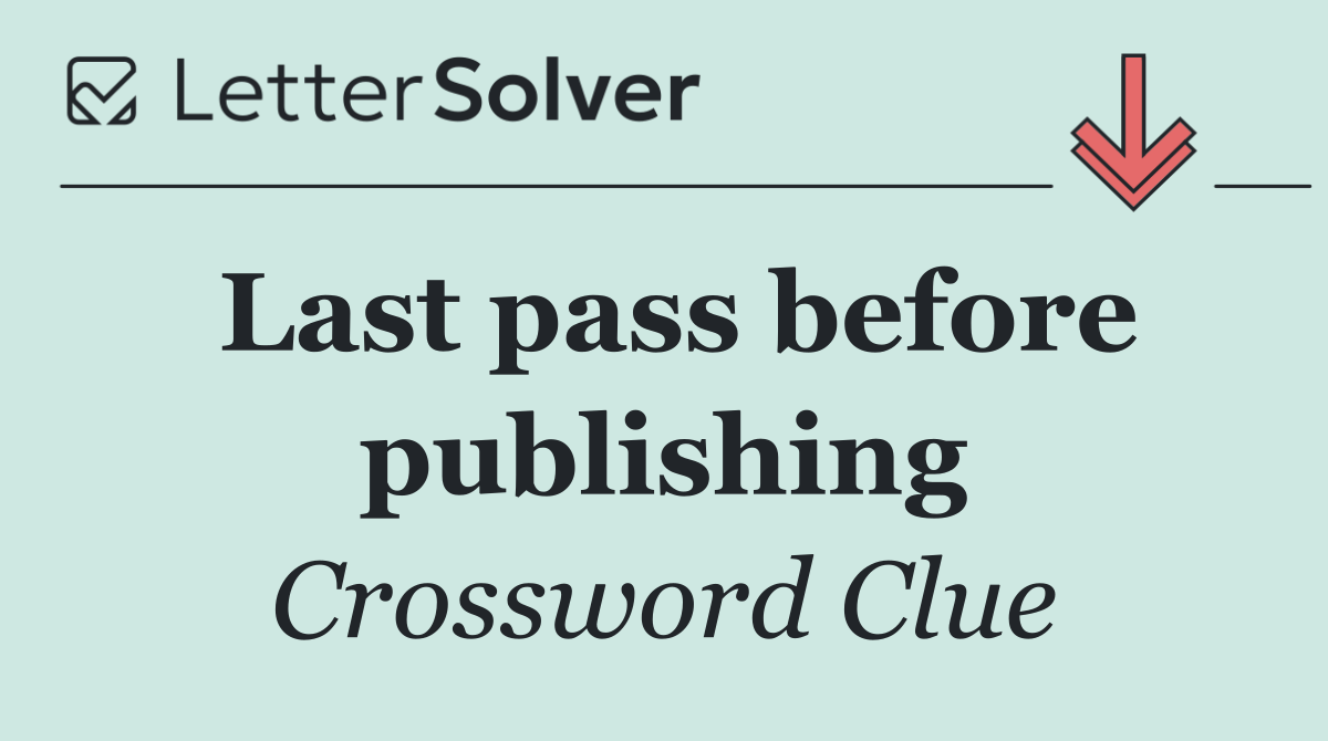 Last pass before publishing