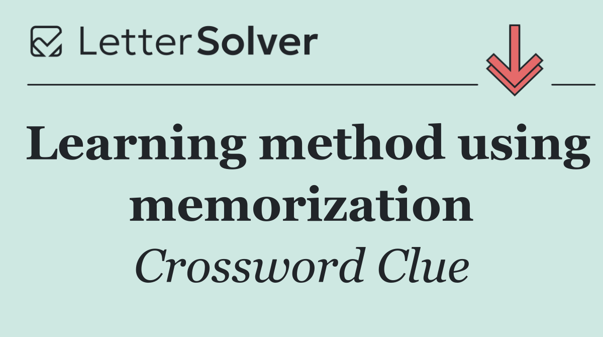 Learning method using memorization