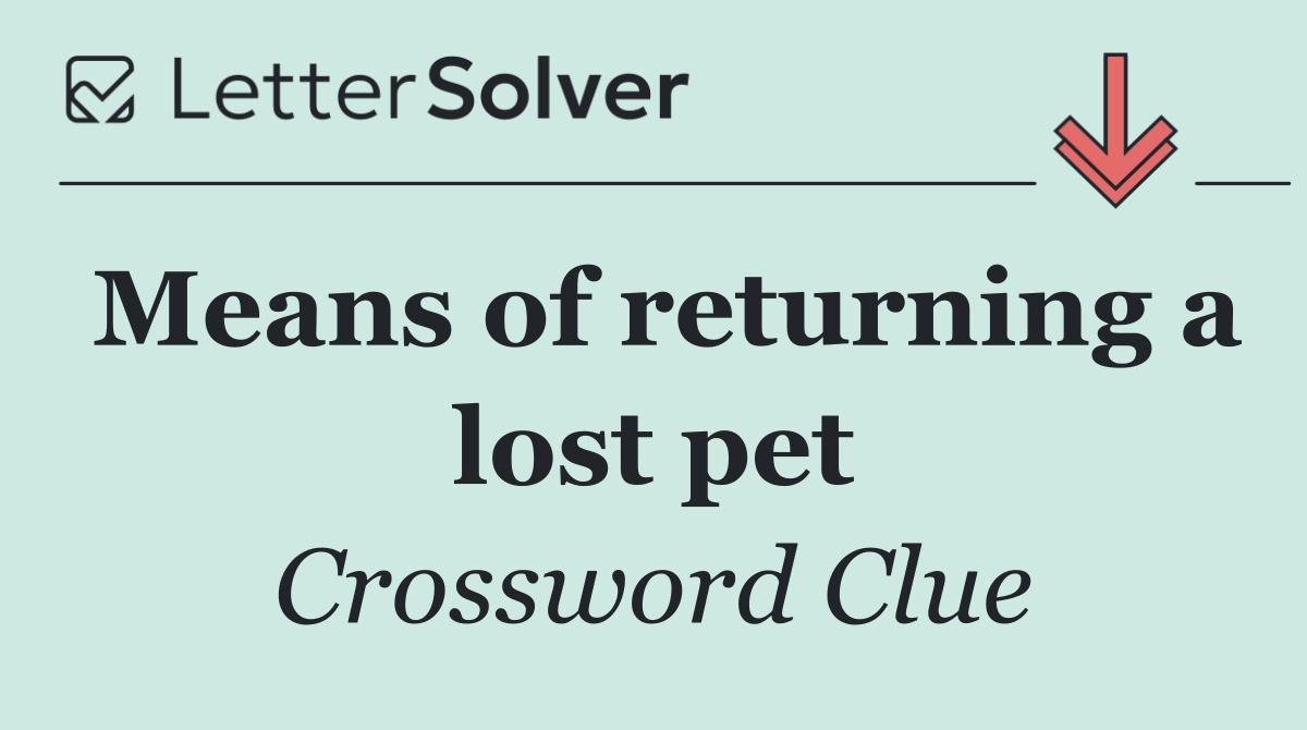 Means of returning a lost pet
