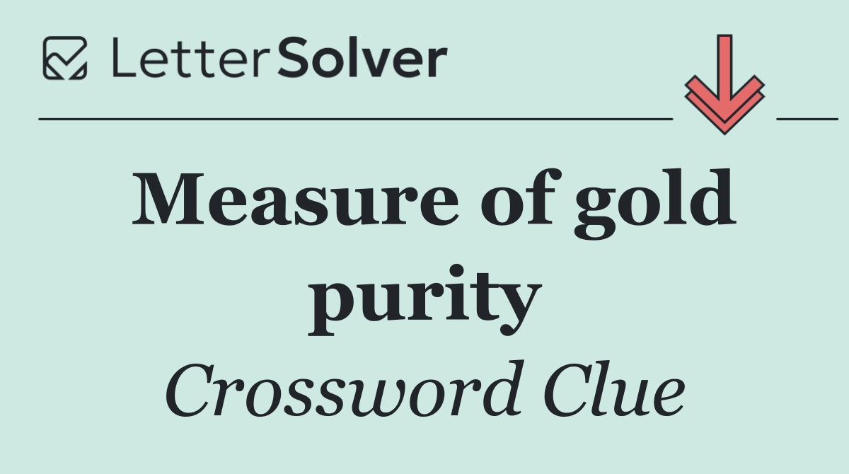 Measure of gold purity