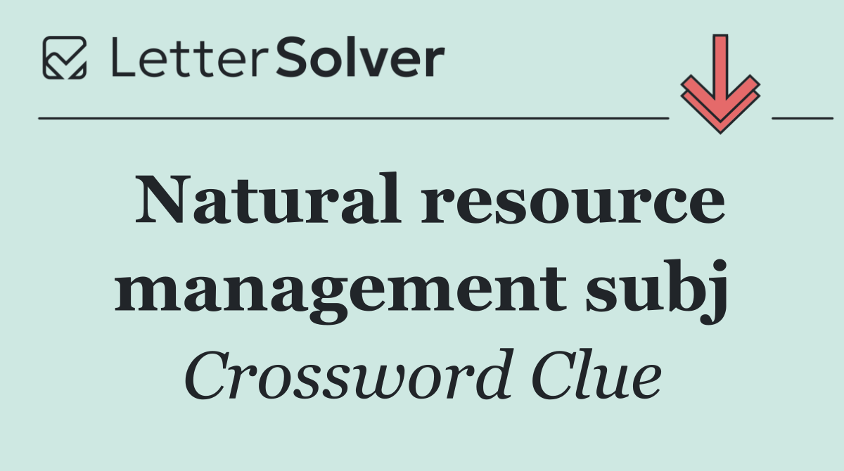 Natural resource management subj