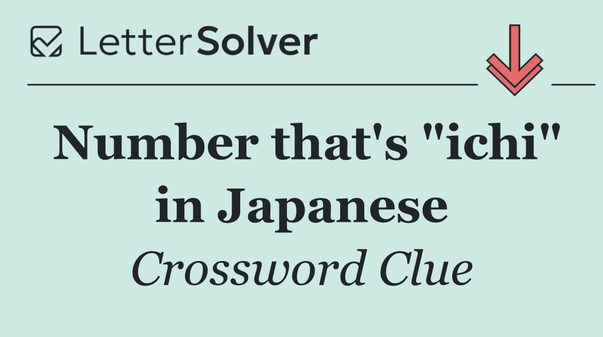 Number that's "ichi" in Japanese