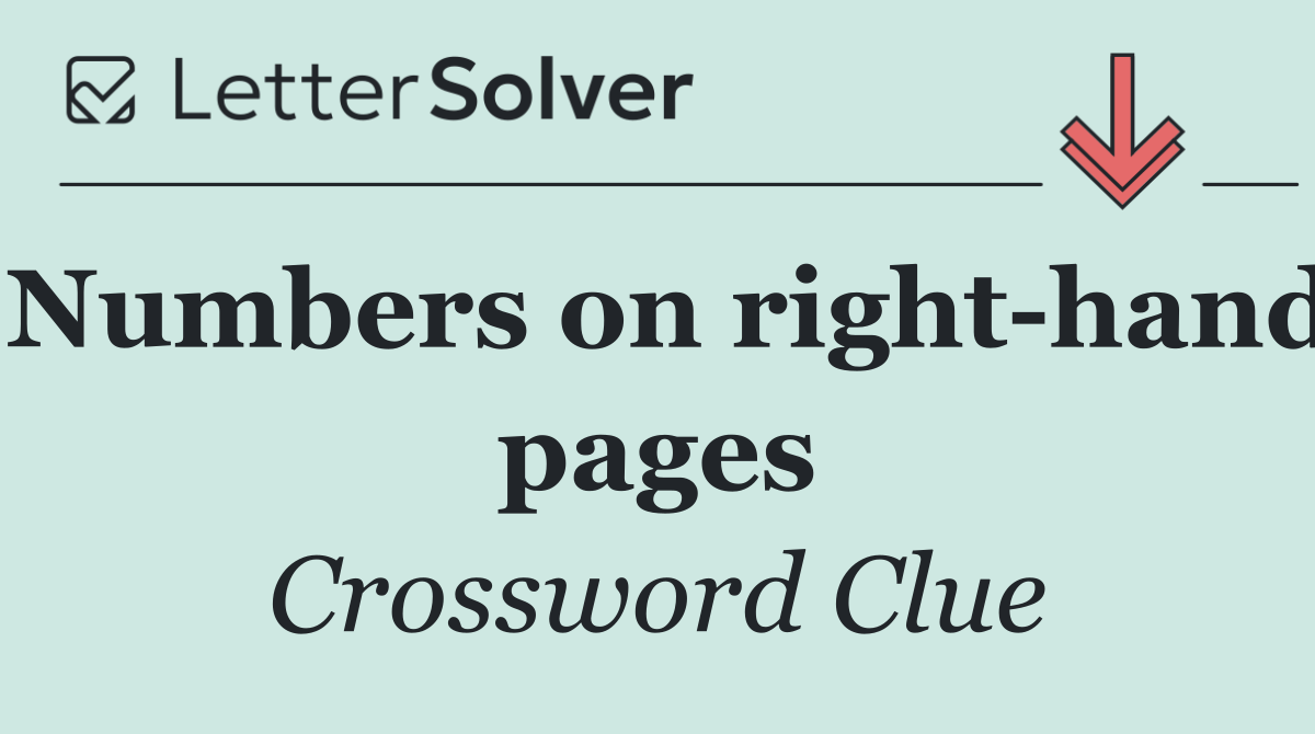 Numbers on right hand pages