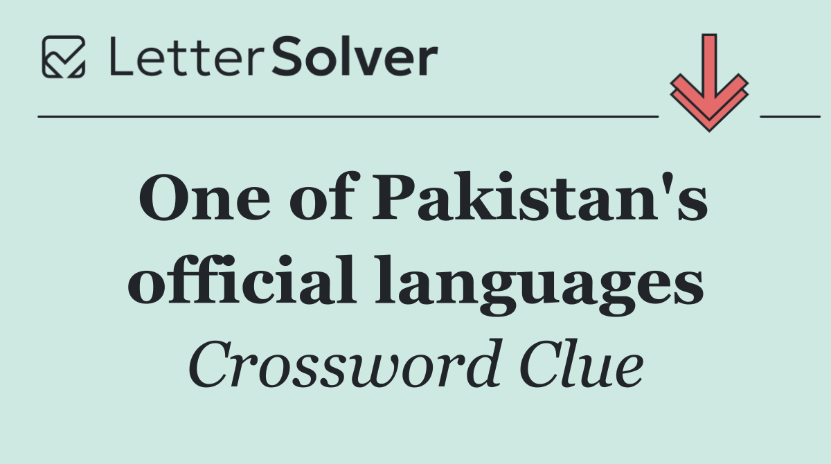 One of Pakistan's official languages
