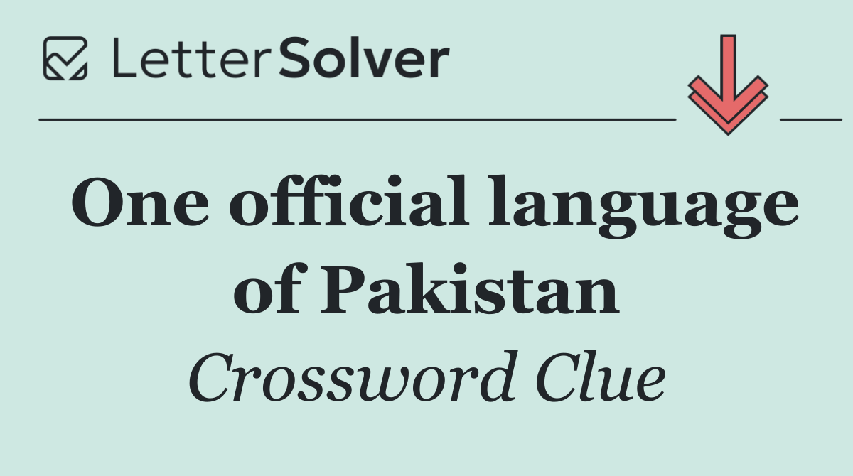 One official language of Pakistan
