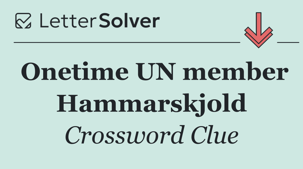 Onetime UN member Hammarskjold