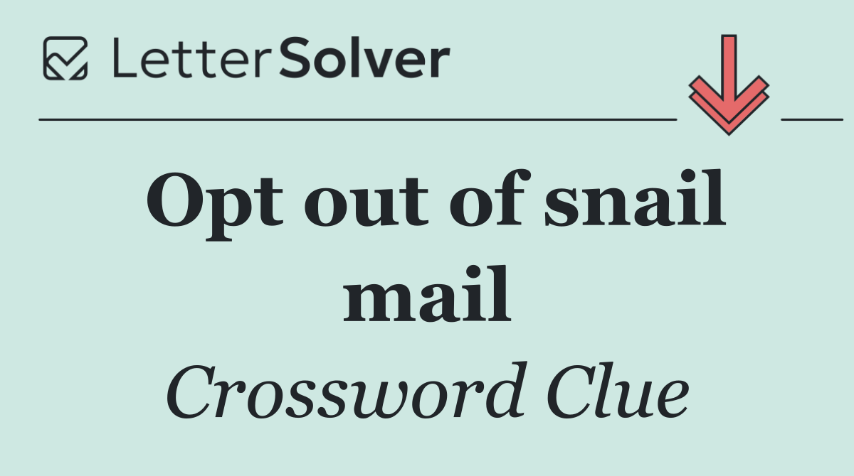 Opt out of snail mail