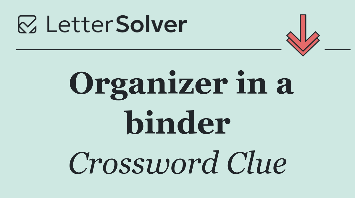 Organizer in a binder