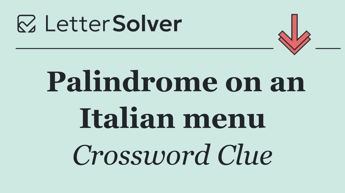 Palindrome on an Italian menu