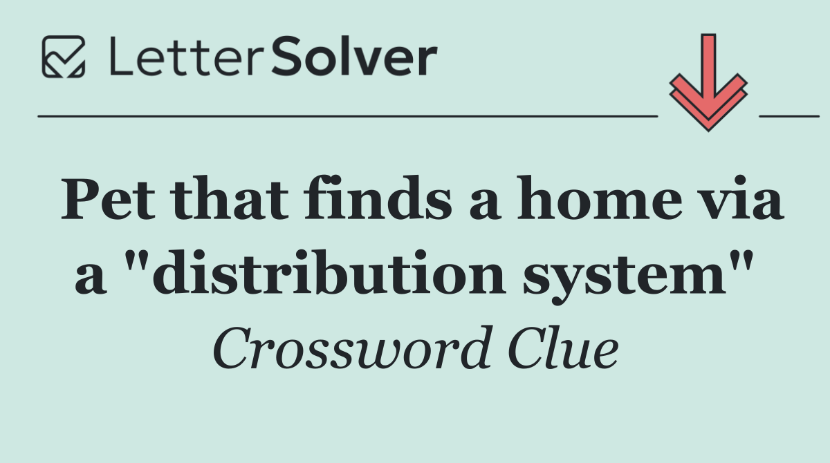 Pet that finds a home via a "distribution system"
