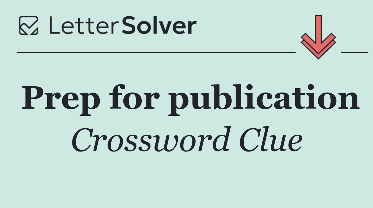 Prep for publication