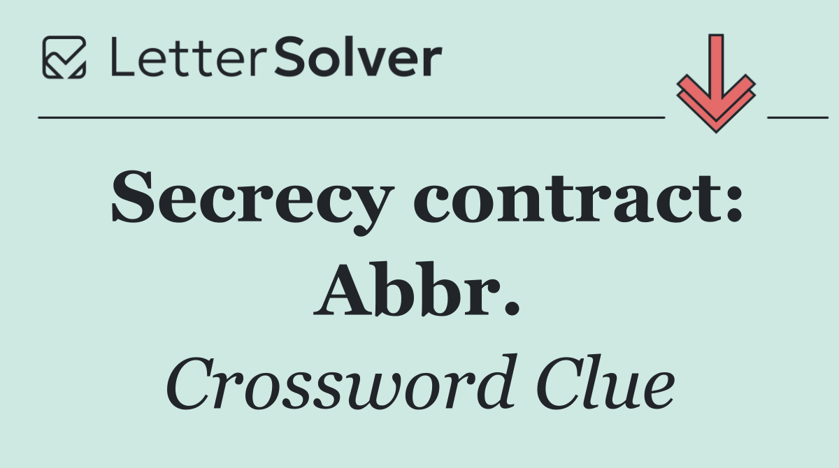 Secrecy contract: Abbr.