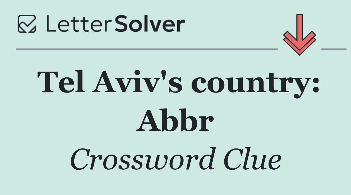 Tel Aviv's country: Abbr