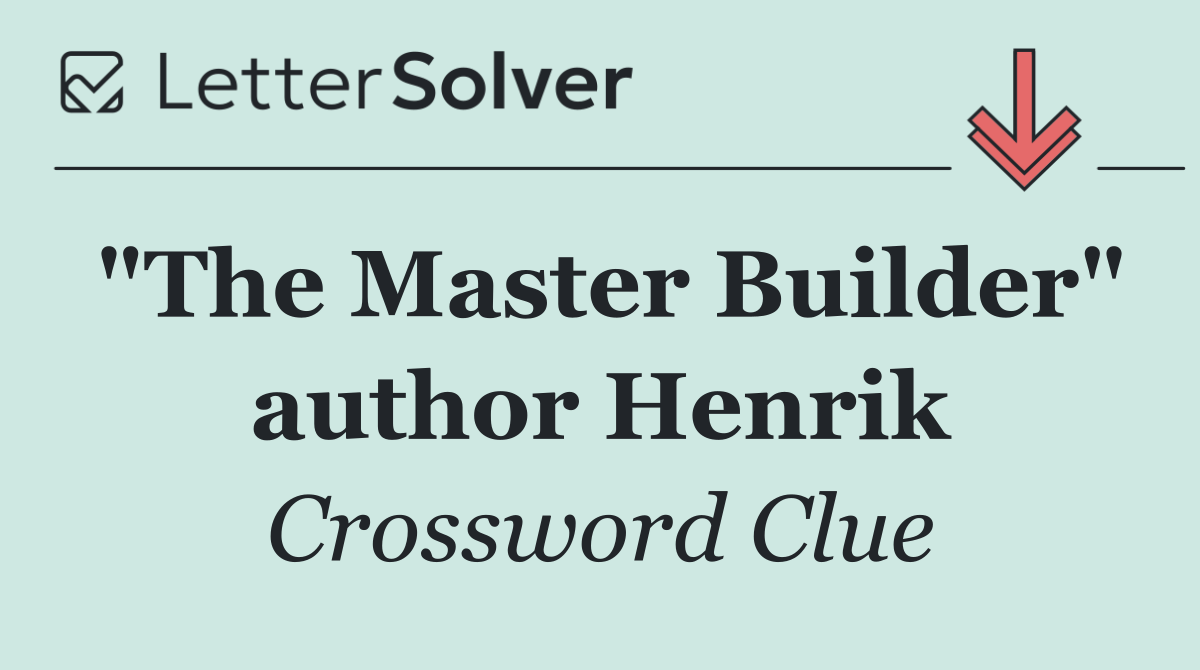 "The Master Builder" author Henrik