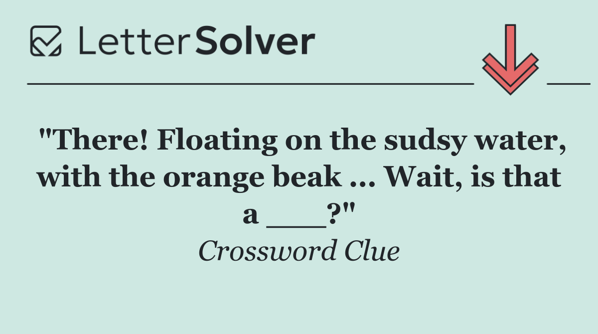 "There! Floating on the sudsy water, with the orange beak ... Wait, is that a ___?"
