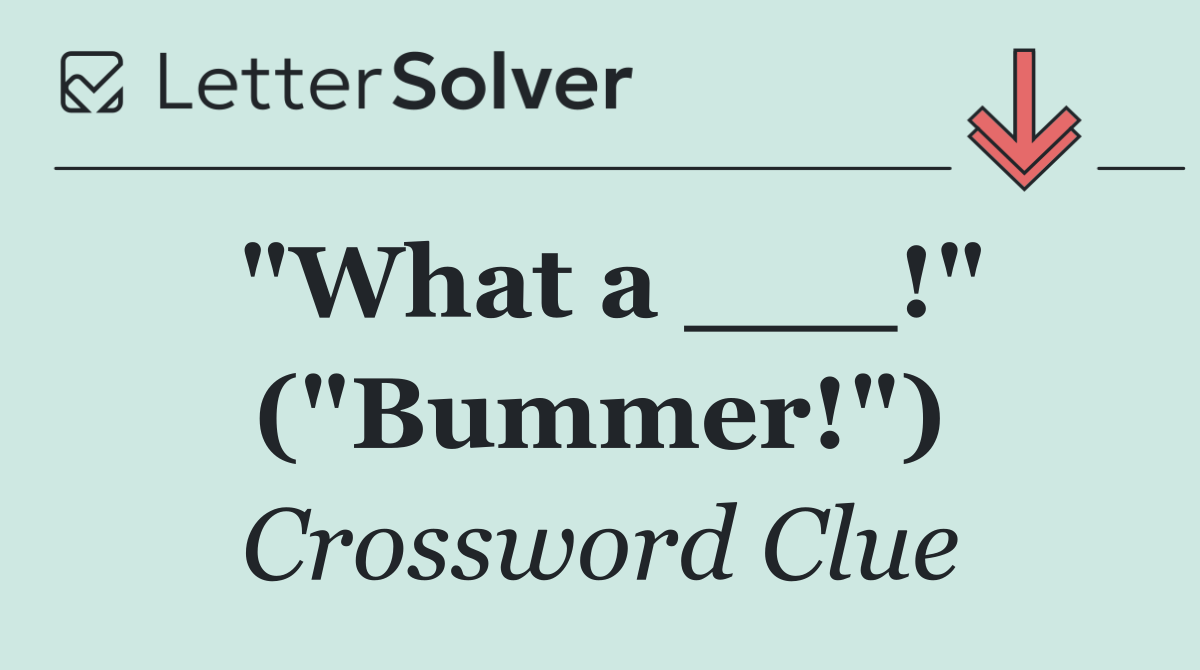 "What a ___!" ("Bummer!")