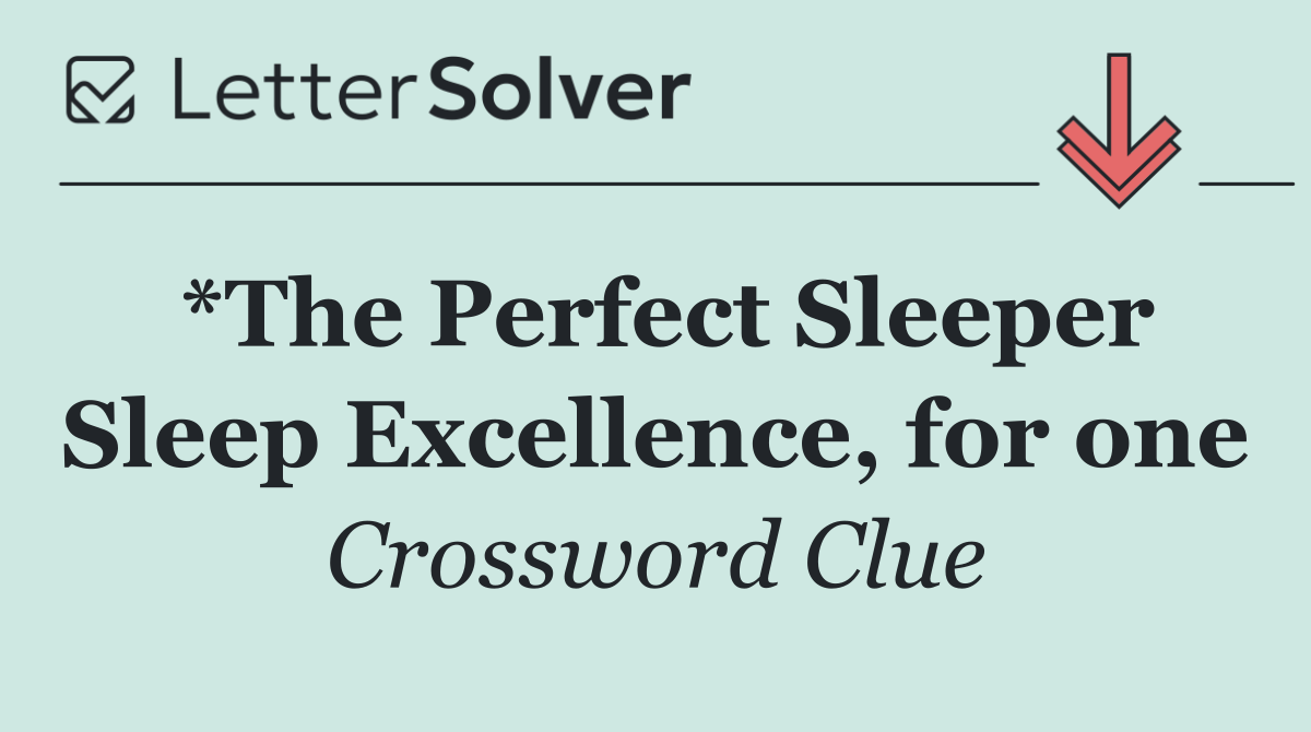 *The Perfect Sleeper Sleep Excellence, for one
