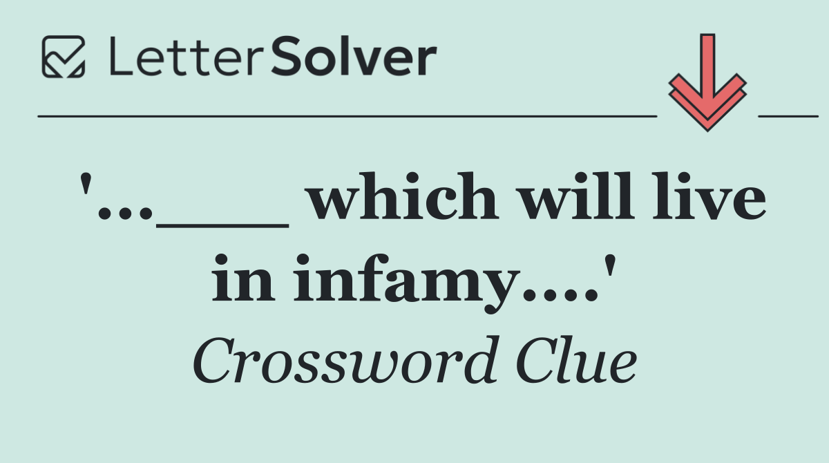'...___ which will live in infamy....'