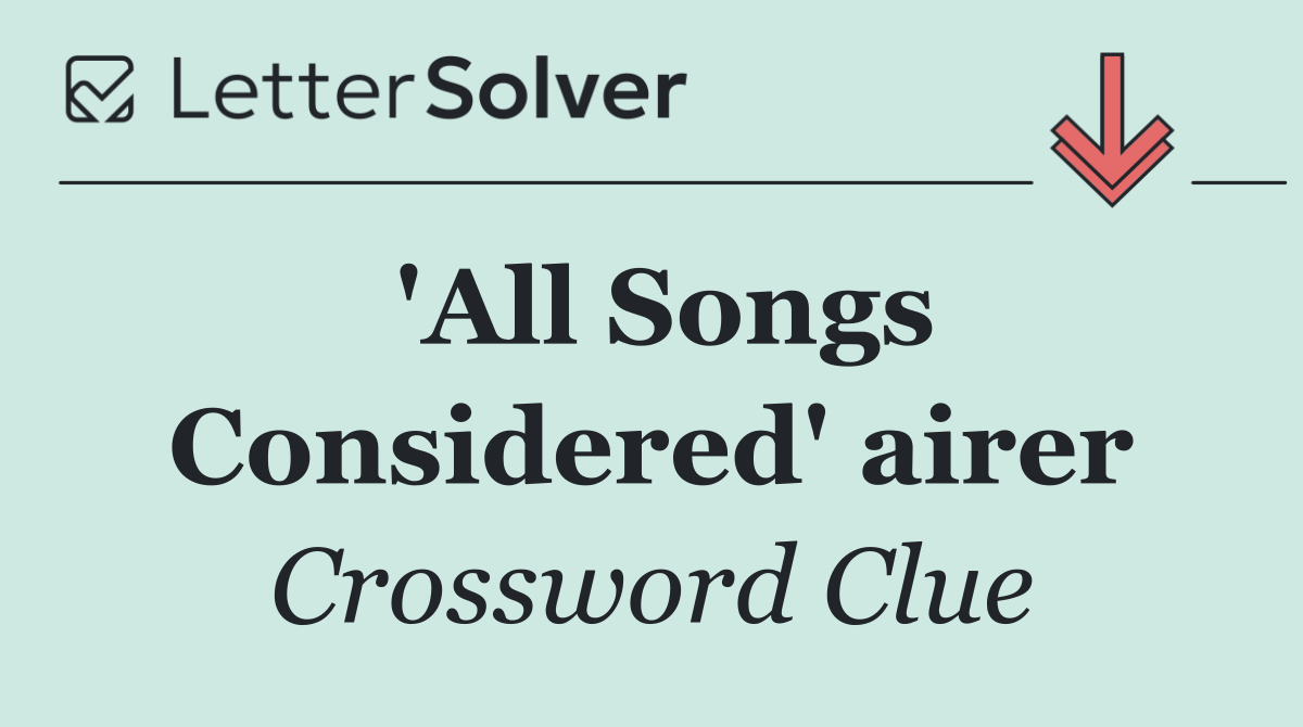 'All Songs Considered' airer