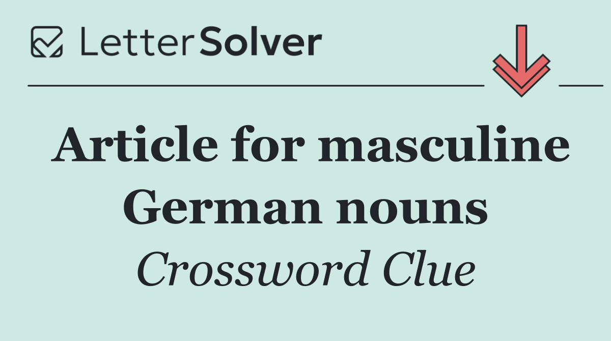 Article for masculine German nouns