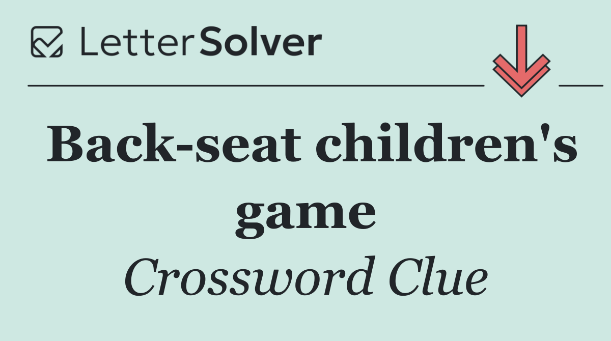 Back seat children's game