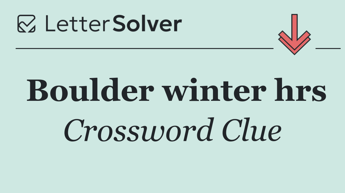 Boulder winter hrs