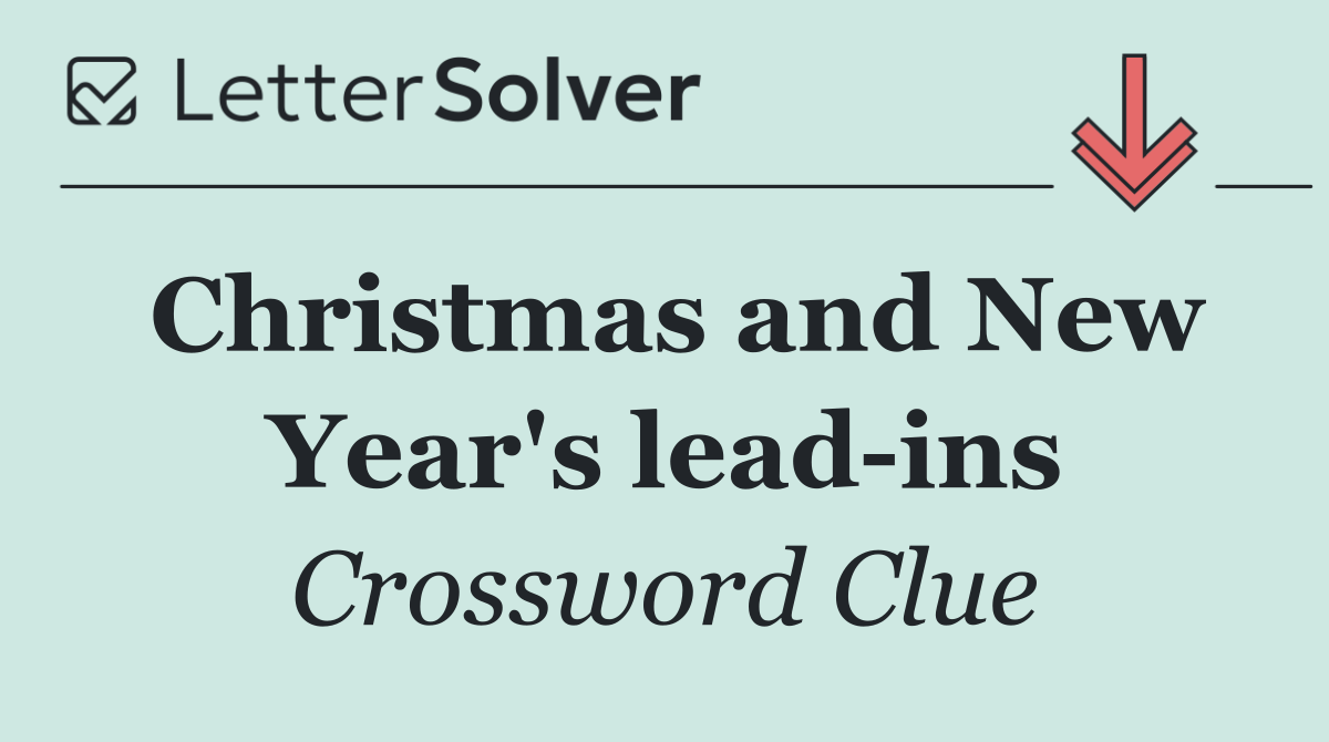 Christmas and New Year's lead ins