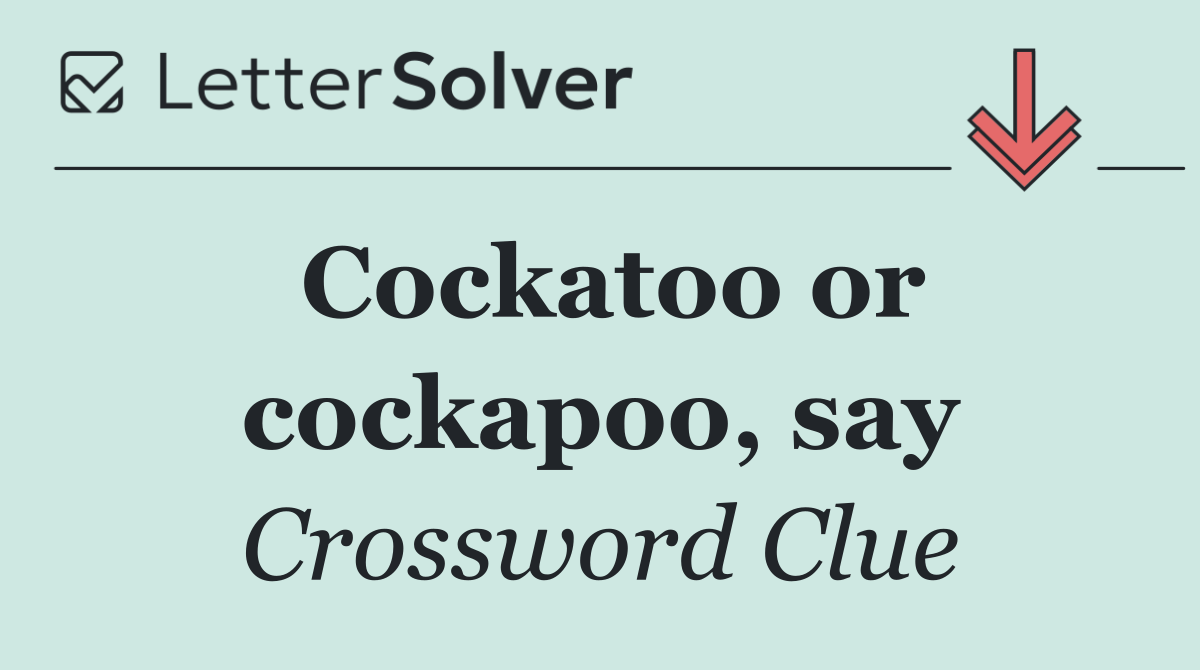 Cockatoo or cockapoo, say