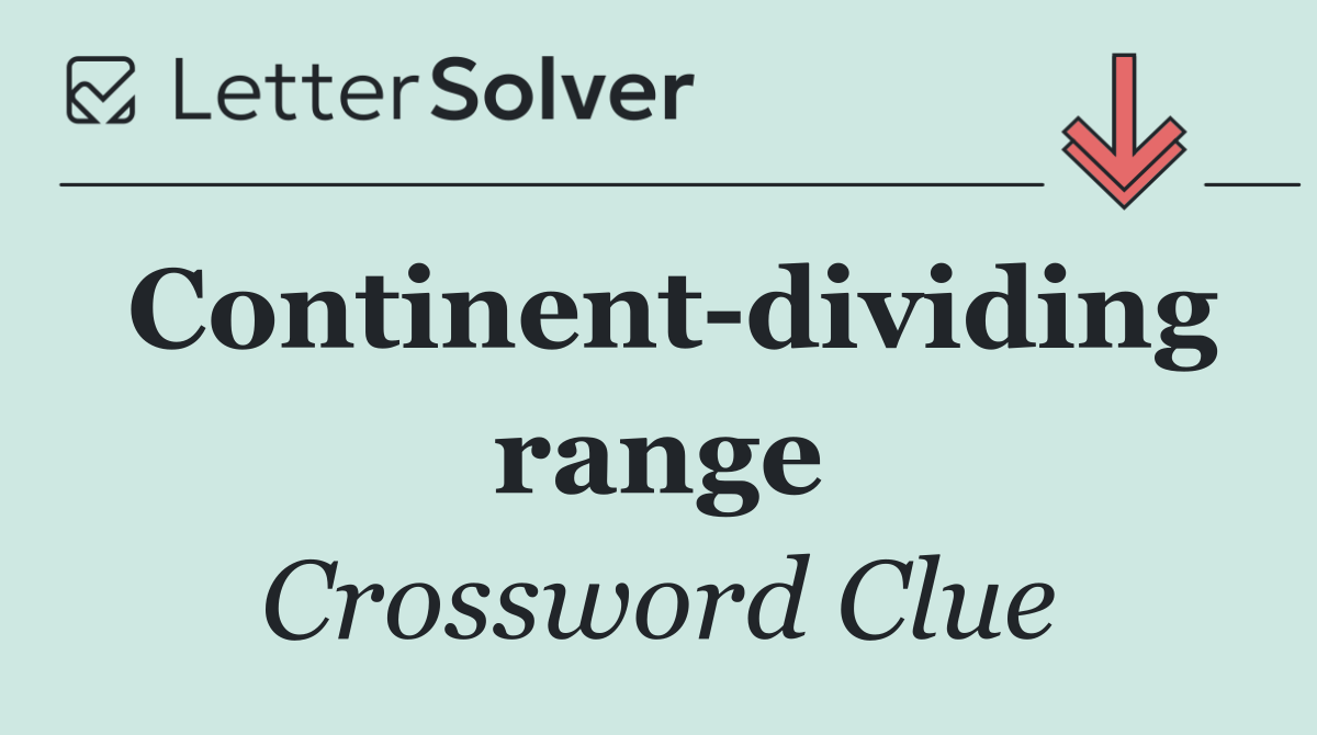 Continent dividing range
