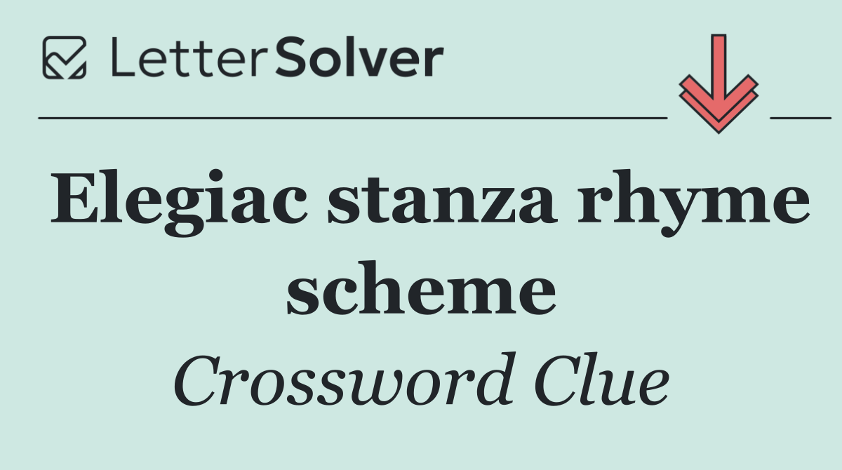 Elegiac stanza rhyme scheme