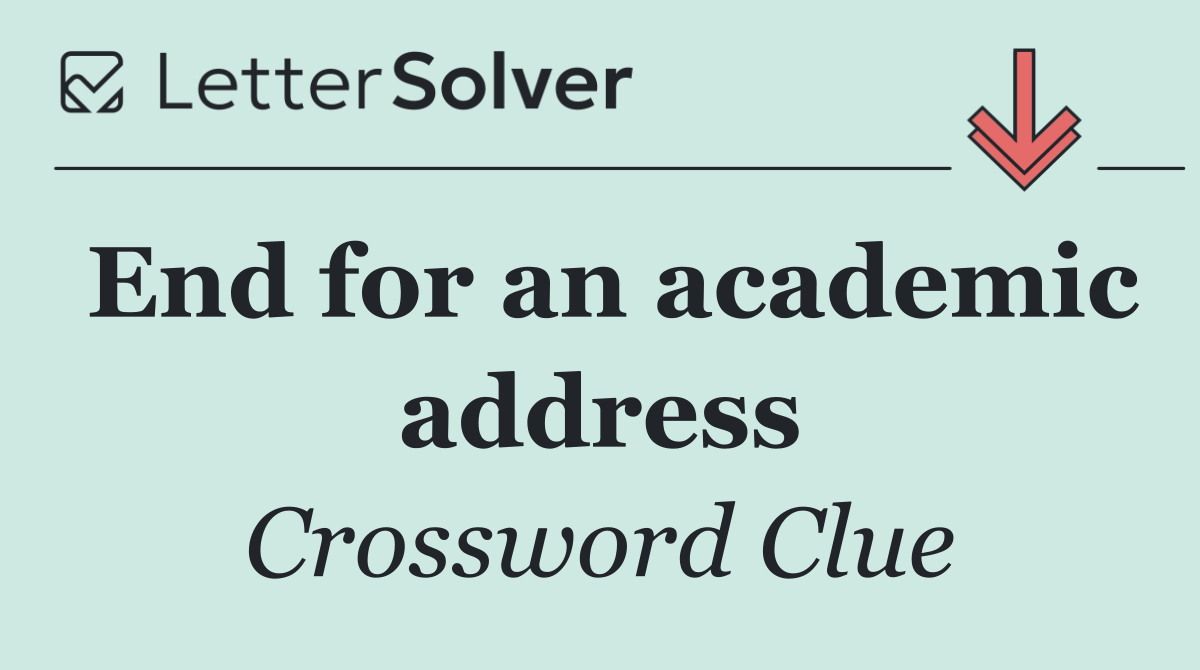 End for an academic address