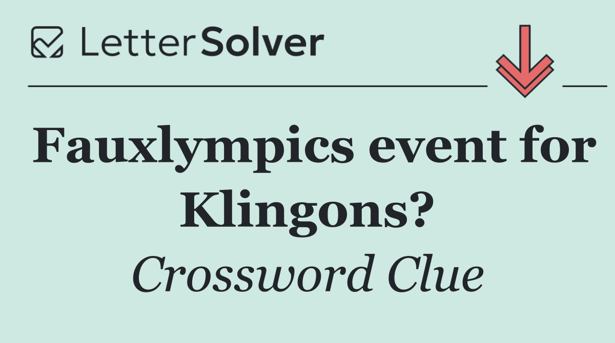 Fauxlympics event for Klingons?