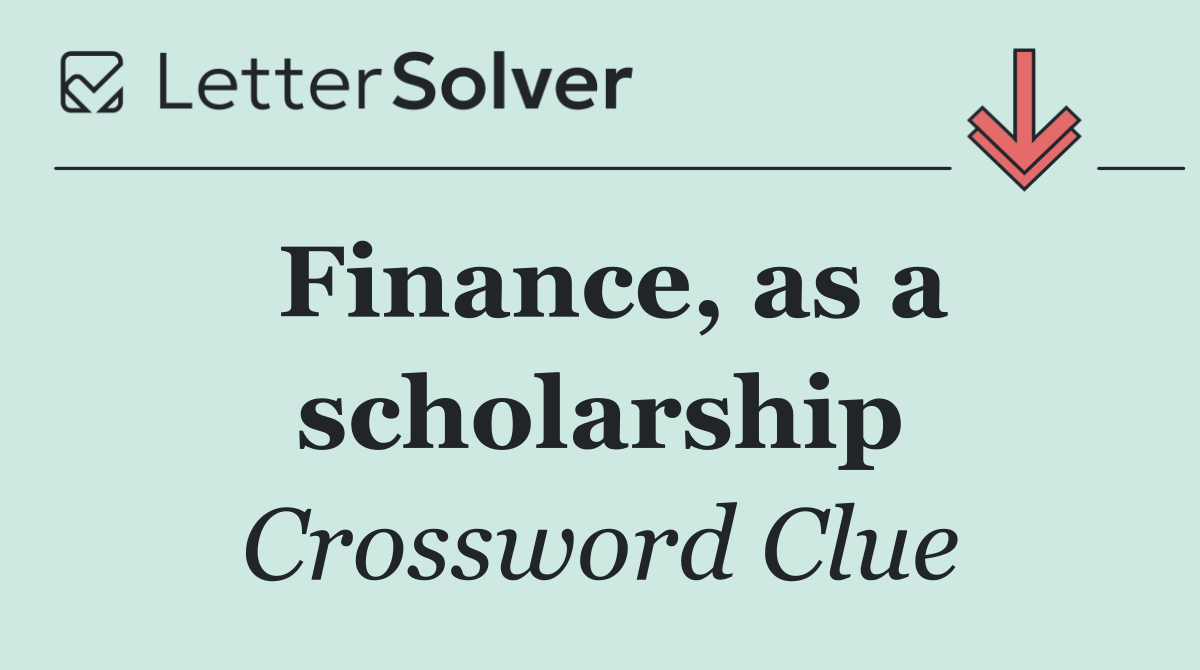 Finance, as a scholarship