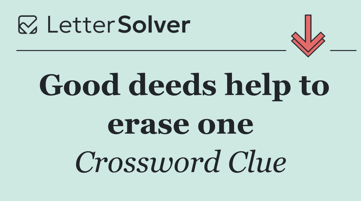 Good deeds help to erase one
