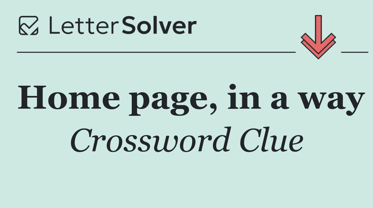 Home page, in a way