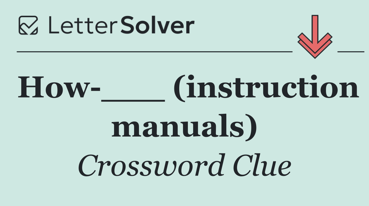 How ___ (instruction manuals)