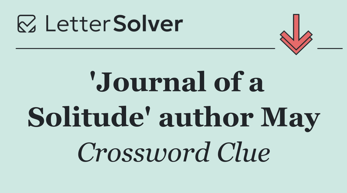 'Journal of a Solitude' author May