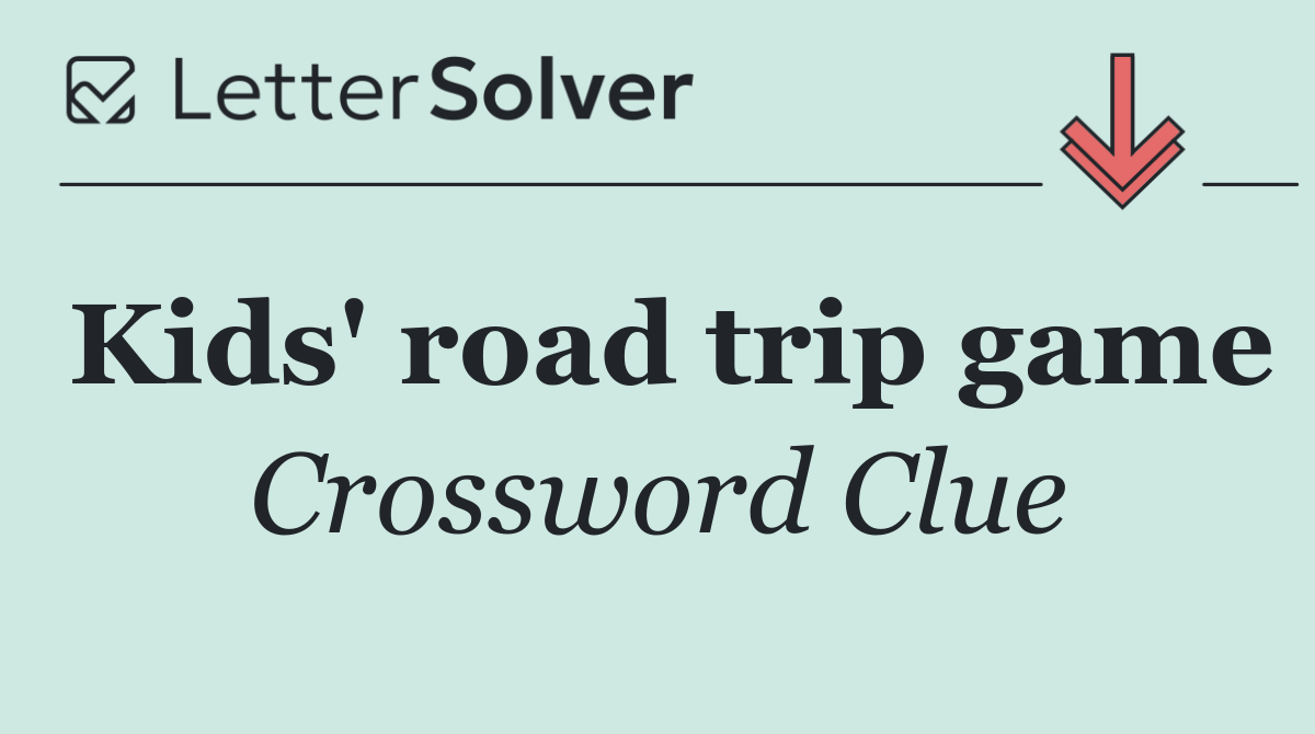 Kids' road trip game