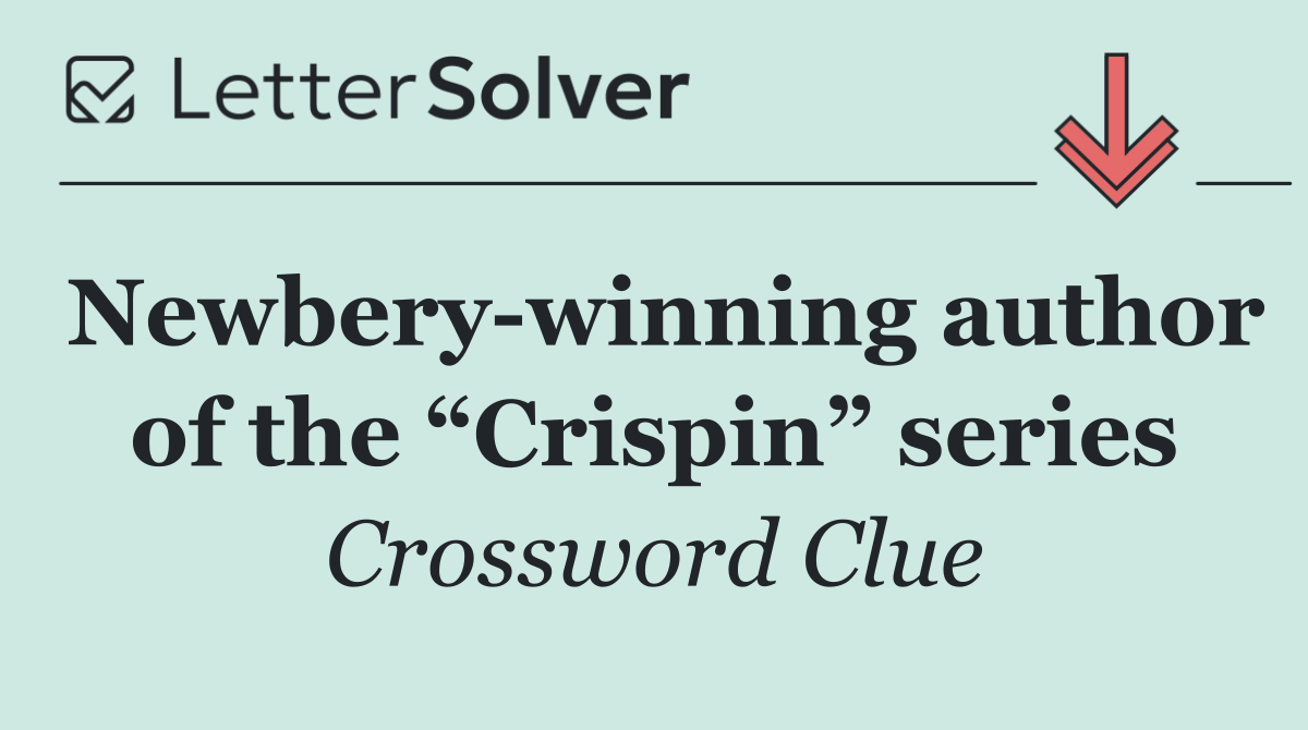 Newbery winning author of the “Crispin” series