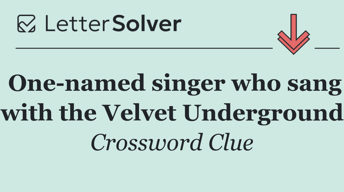 One named singer who sang with the Velvet Underground