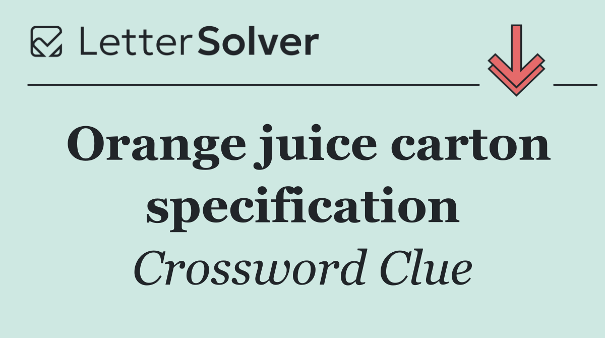 Orange juice carton specification